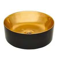 Lavoar pe blat Invena Kos rotund 42 cm negru - auriu lucios