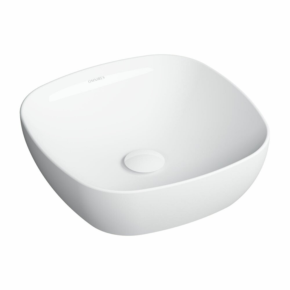 Lavoar pe blat Omnires Portland alb lucios 37 cm alb