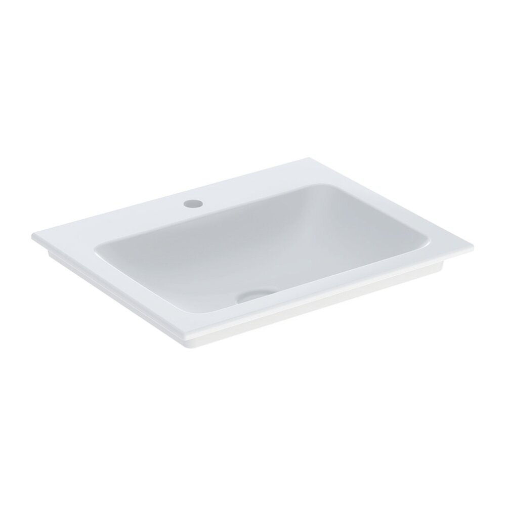 Lavoar pe mobilier Geberit One Slim 60 cm alb lucios KeraTect cu orificiu baterie Lavoar pe mobilier Geberit One Slim 60 cm alb lucios KeraTect cu orificiu baterie