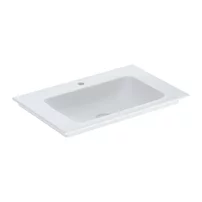 Lavoar pe mobilier Geberit One Slim 75 cm alb lucios KeraTect cu orificiu baterie
