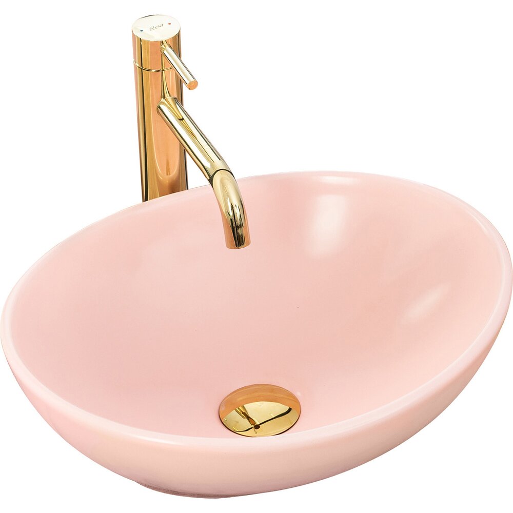 Lavoar roz mat pe blat Rea Sofia 41 cm baie