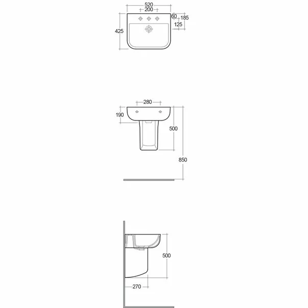 Lavoar suspendat Rak Ceramics Serie 600 52x42.5 cm picture - 3
