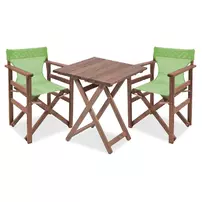 Set de gradina din lemn masiv de nuc Pakoworld Retto 3 piese verde