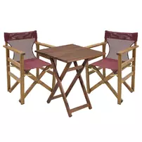Set de gradina Pakoworld Retto lemn masiv de nuc 3 piese visiniu