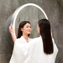 Oglinda extensibila cu iluminare LED Miior Moon rama alb lucios 80 cm picture - 3