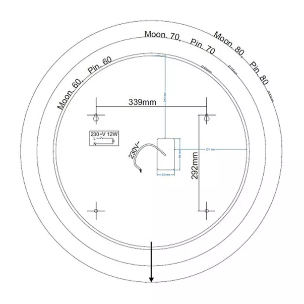 Oglinda extensibila cu iluminare LED Miior Moon rama aluminiu mat 70 cm picture - 13