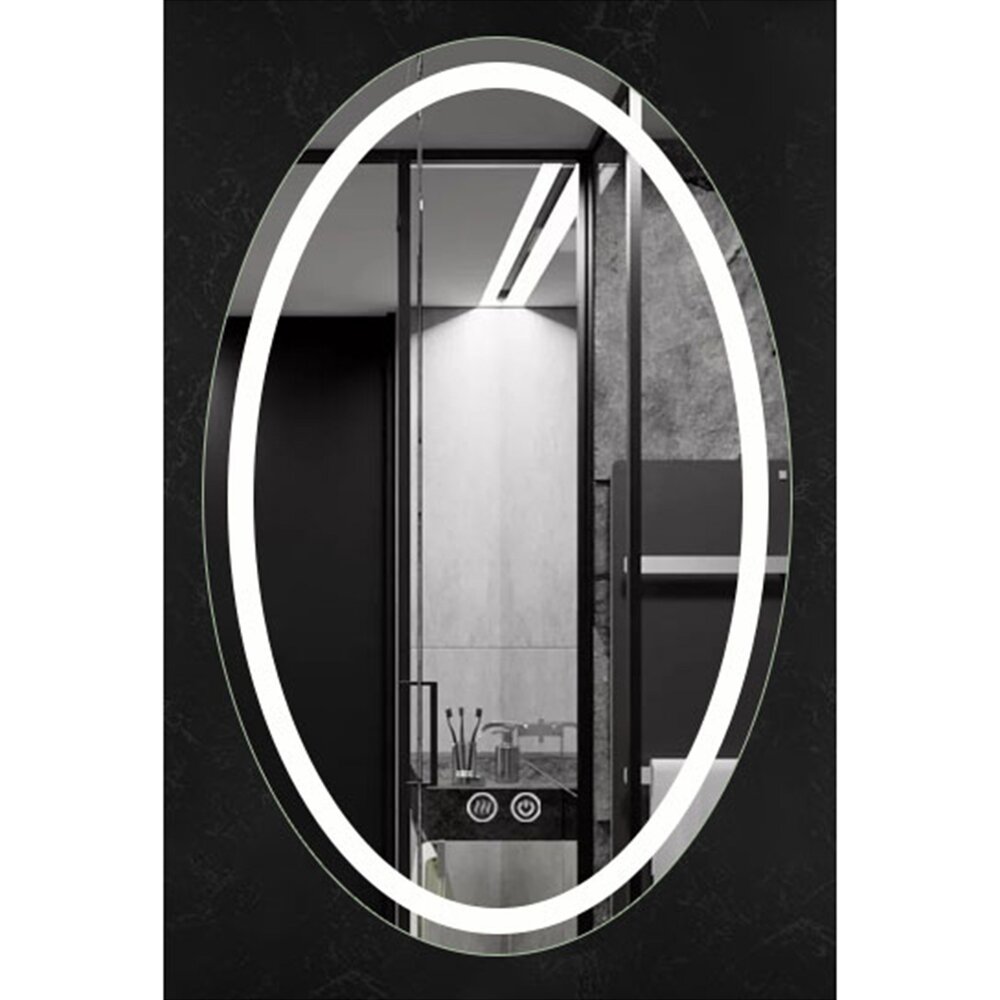Oglinda ovala Fluminia Picasso cu iluminare LED interior si dezaburire Fluminia