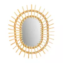 Oglinda ovala Rea Boho QDJ5749 rama lemn 49 cm
