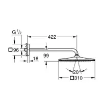 Palarie si brat de dus Grohe Rainshower Mono Cube 310 crom lucios 1 functie picture - 4