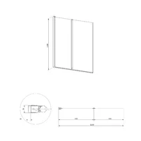 Paravan cada cu panou dublu Omnires Kingston crom/transparent 120x150 cm picture - 2