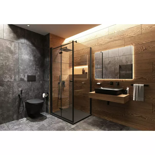 Paravan de dus Deante Kerria Plus negru mat 80x200 cm picture - 11