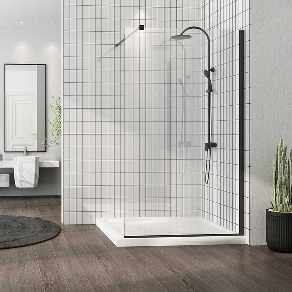Paravan de dus tip Walk-in Mediterraneo Foxy Black 80×200 cm profil negru mat -BLACK imagine 2022