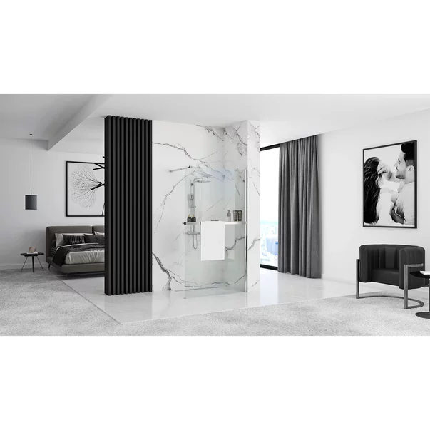 Paravan de dus tip Walk-in Rea Aero N 90x195 cm si etajera cu suport crom picture - 4