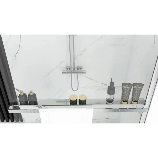 Paravan de dus tip Walk-in Rea Aero N 120x195 cm si etajera cu suport crom picture - 6