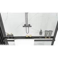 Paravan de dus tip Walk-in Rea Bler 100x195 cm si etajera cu suport negru picture - 4