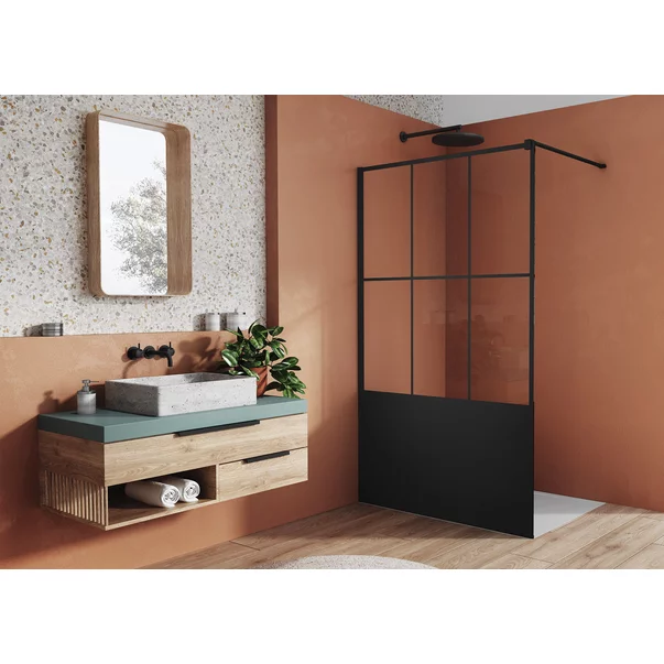 Paravan de dus tip Walk-in SanSwiss Easy STR4P Loft 76 negru mat 140x200 cm sticla securizata 8 mm picture - 2