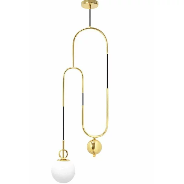 Pendul decorativ auriu cu abajur sticla alb Rea APP482-1CP picture - 2