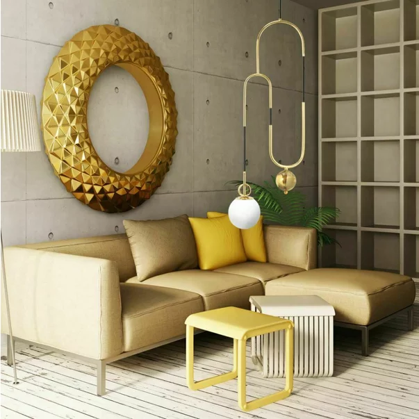 Pendul decorativ auriu cu abajur sticla alb Rea APP482-1CP picture - 4
