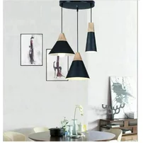 Pendul gri 3 brate E27 metal/lemn stil geometric tip scandinav Rea SCANDI SET picture - 3