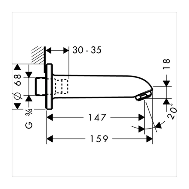 Pipa cada Hansgrohe Focus E2 crom lucios 15 cm picture - 2