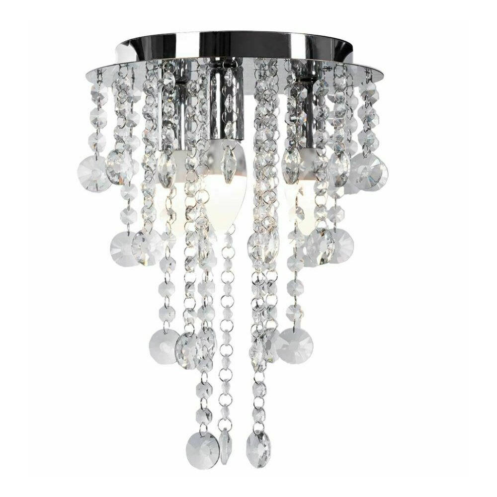 Plafoniera 3 surse de lumina argintiu cristale decorative Rea Glamour 392201 392201