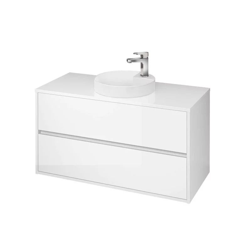 Mobilier baza cu blat inclus Cersanit Crea 2 sertare alb lucios 100 cm