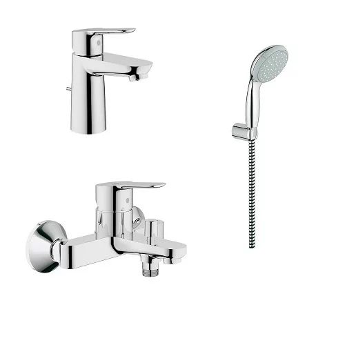Set baterii lavoar cada si dus cu porter Grohe BauEdge crom lucios