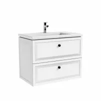 Dulap baza cu lavoar Oristo Montebianco 2 sertare alb mat 80 cm