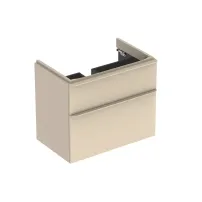 Dulap baza pentru lavoar suspendat Geberit Smyle Square gri nisip 2 sertare 74 cm