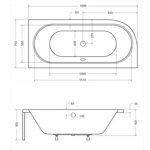 Cada asimetrica Besco Avita 170x75 cm dreapta picture - 3