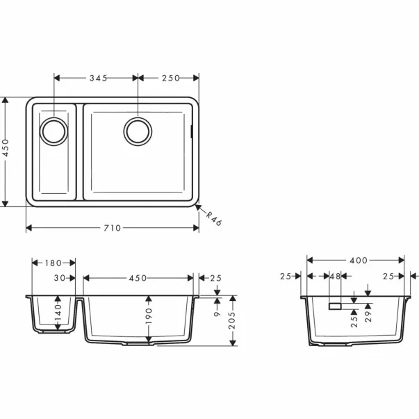 Chiuveta compozit Hansgrohe S51 SilicaTec gri beton 71x45 cm 2 cuve picture - 2
