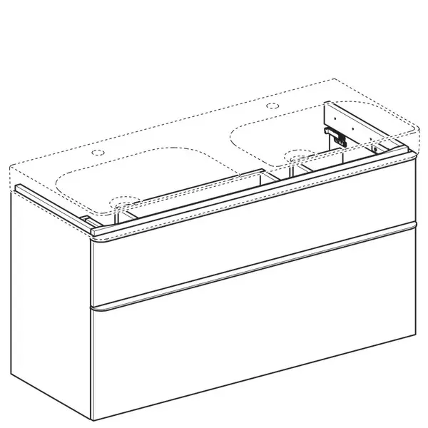 Dulap baza pentru lavoar dublu suspendat Geberit Smyle Square alb 2 sertare 119 cm picture - 2