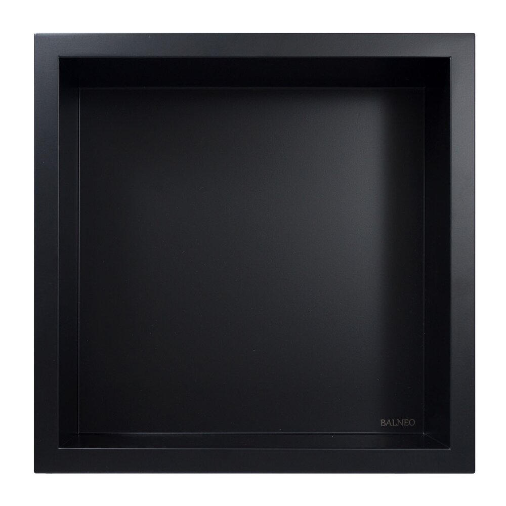 Raft incastrat patrat Balneo Wall-Box 30x30x10 cm negru periat 30x30x10