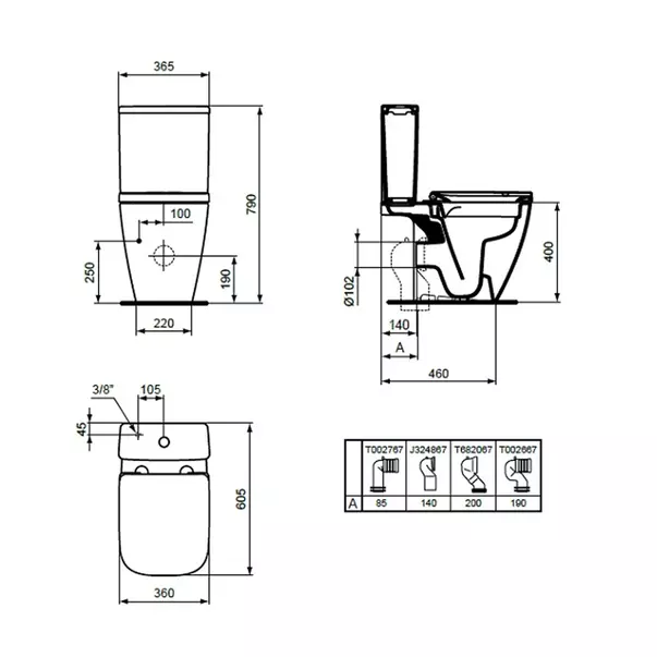 Rezervor pe vas WC Ideal Standard I.life S cu alimentare inferioara alb lucios picture - 9
