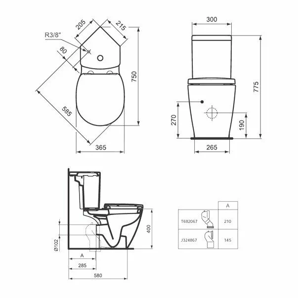 Rezervor pe vas wc Ideal Standard Connect Space cu montare pe colt picture - 3