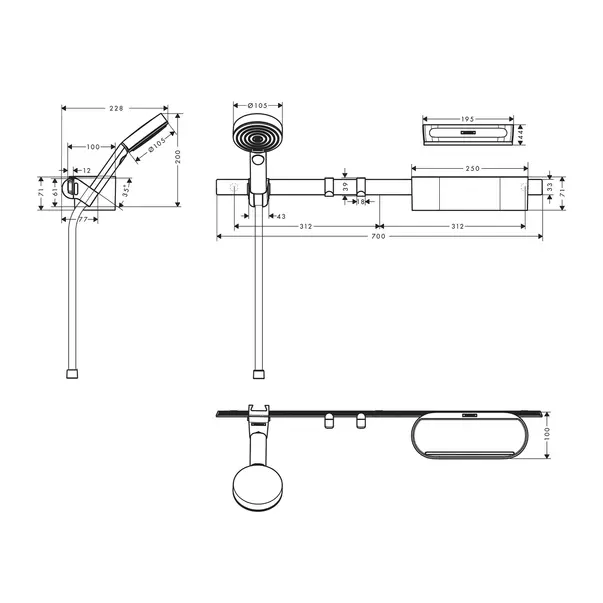 Set accesorii Hansgrohe WallStoris alb mat cu set de dus picture - 4