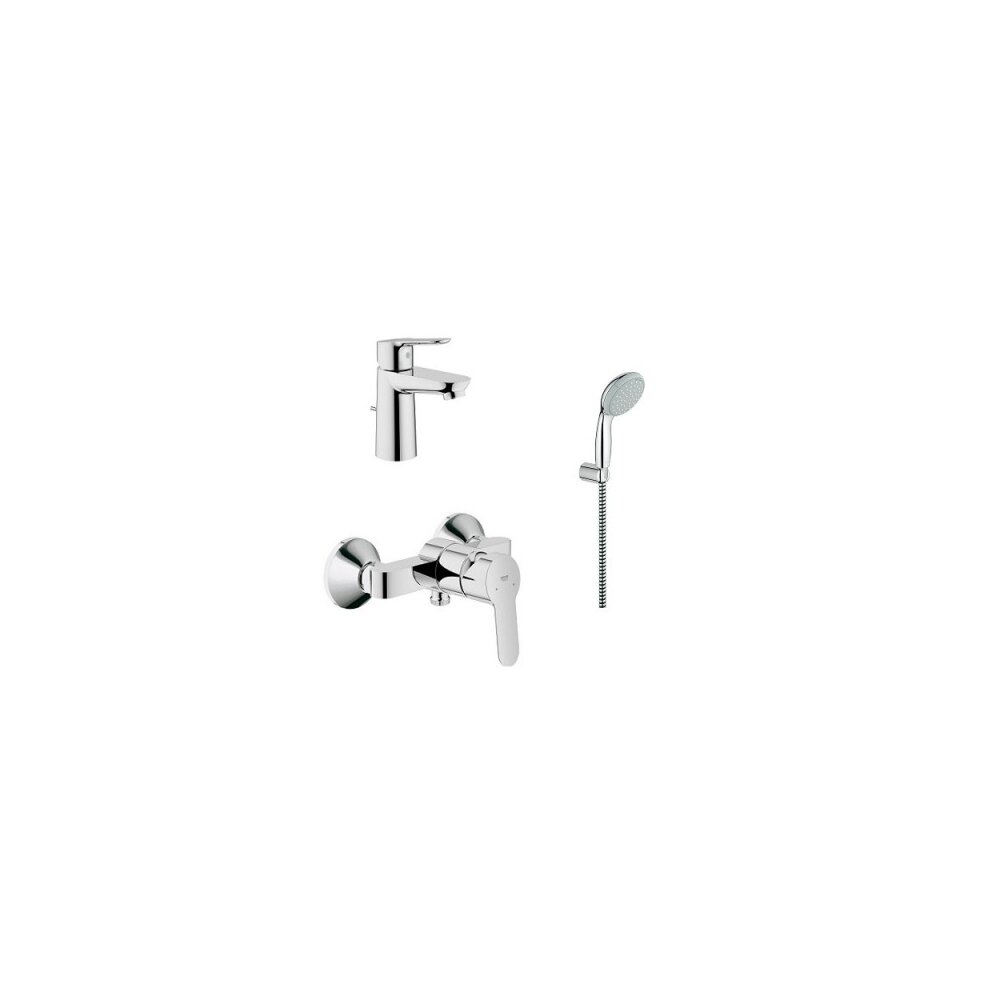 Set baterii dus lavoar si set dus cu porter Grohe BauEdge crom lucios Baie