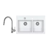Set chiuveta bucatarie Alveus Atrox 50 artic si baterie Delos inox