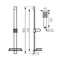 Set de dus cu bara FDesign Pinea 1 functie 80 cm crom lucios picture - 2