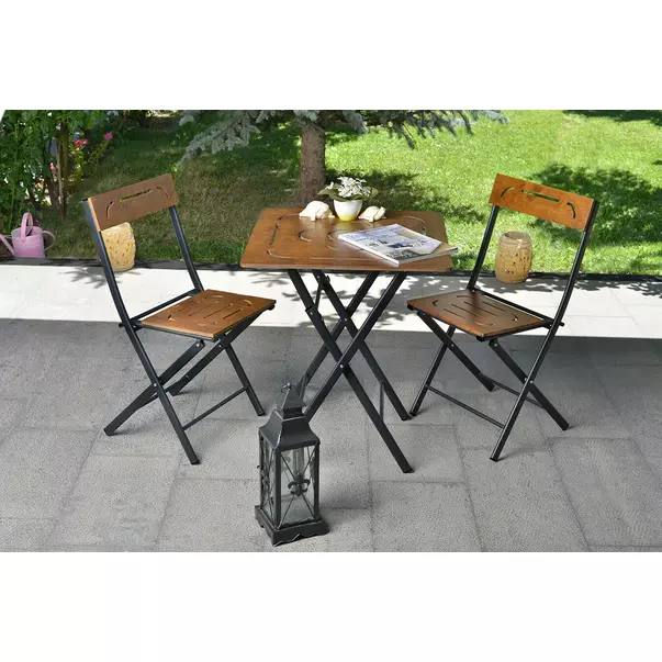 Set de gradina Asir Bistro 3 piese negru/maro picture - 9
