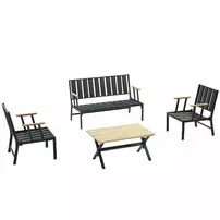 Set de gradina Asir Lotus 4 piese negru/cenusiu picture - 4