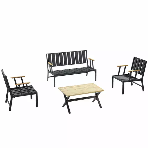 Set de gradina Asir Lotus 4 piese negru/cenusiu picture - 4
