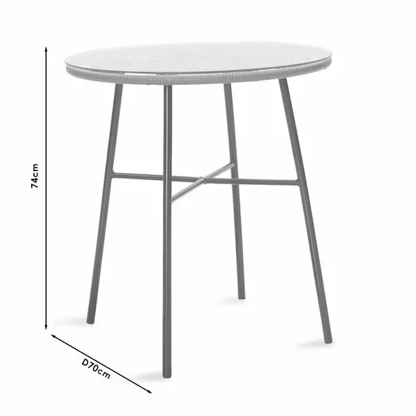 Set de gradina din 3 piese Pakoworld Gaus-Naoki poliratan gri/metal negru picture - 6