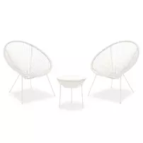Set de gradina Pakoworld Acapulco 3 piese metal alb