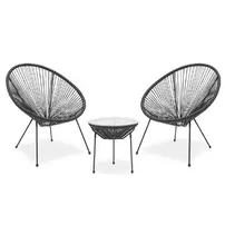 Set de gradina Pakoworld Acapulco 3 piese metal negru