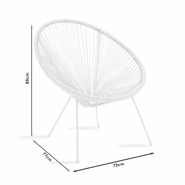 Set de gradina Pakoworld Acapulco 3 piese poliratan/metal alb picture - 4