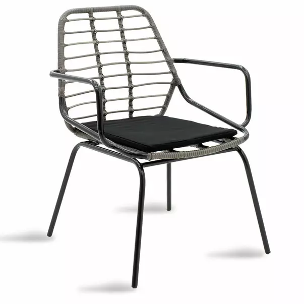 Set de gradina Pakoworld Gaus-Naoki 3 piese metal negru/poliratan gri picture - 2