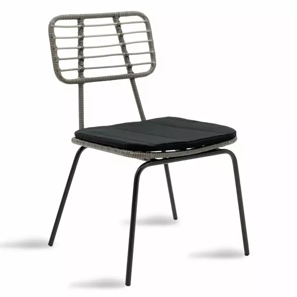 Set de gradina Pakoworld Gaus-Naoki metal negru/poliratan gri 3 piese picture - 2
