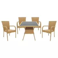 Set de gradina Pakoworld Laura 5 piese metal/sticla maro