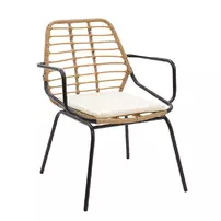 Set de gradina Pakoworld Naoki 3 piese metal negru/poliratan natural picture - 3